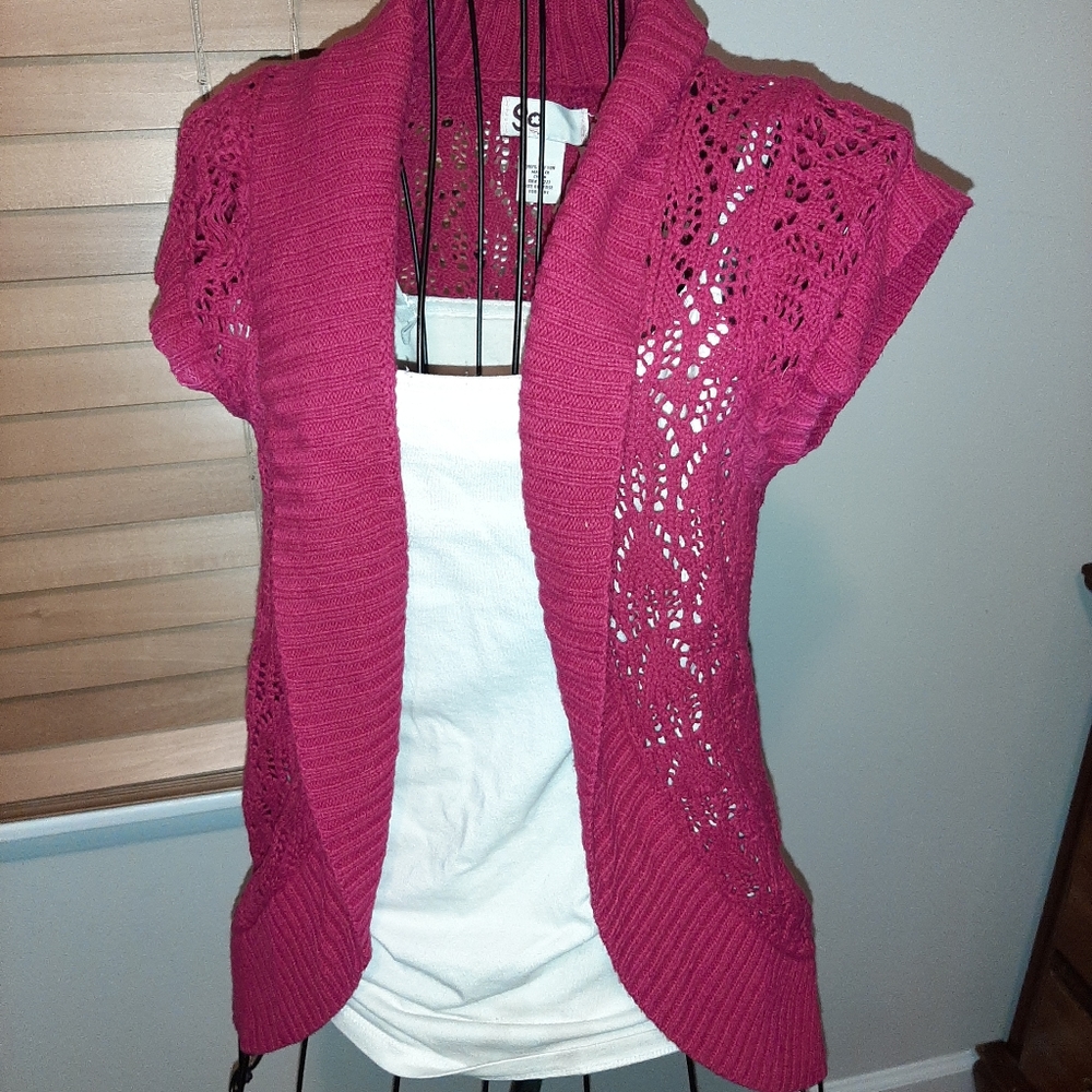 Bright pink cardigan
